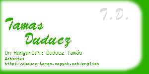 tamas duducz business card